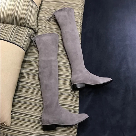 light gray suede boots